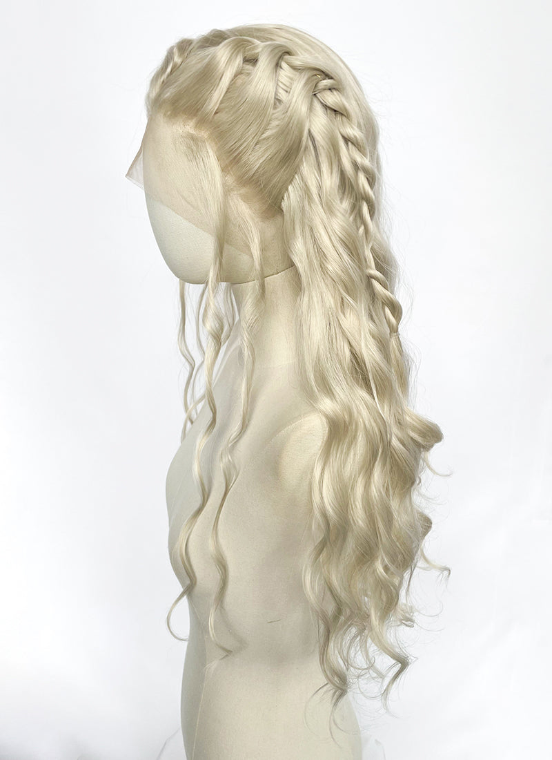 Game of Thrones Daenerys Targaryen Light Ash Blonde Braided Lace Front Synthetic Wig LF2209
