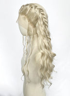 Game of Thrones Daenerys Targaryen Light Ash Blonde Braided Lace Front Synthetic Wig LF2209