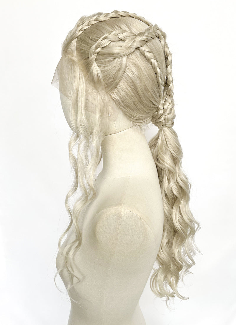 Game of Thrones Daenerys Targaryen Light Ash Blonde Braided Lace Front Synthetic Wig LF2210