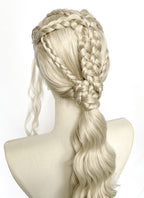 Game of Thrones Daenerys Targaryen Light Ash Blonde Braided Lace Front Synthetic Wig LF2210