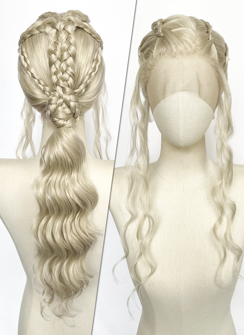Game of Thrones Daenerys Targaryen Light Ash Blonde Braided Lace Front Synthetic Wig LF2210