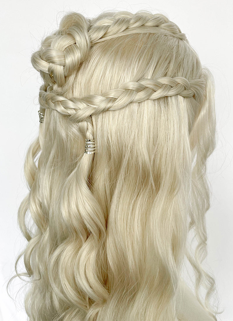 Game of Thrones Daenerys Targaryen Light Ash Blonde Braided Lace Front Synthetic Wig LF2211