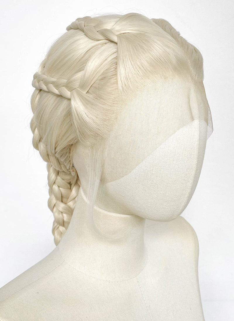 House of the Dragon Rhaenyra Targaryen Platinum Blonde Braided Lace Front Synthetic Wig LF2216