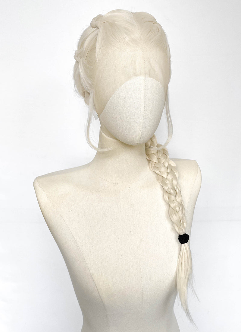 House of the Dragon Rhaenyra Targaryen Platinum Blonde Braided Lace Front Synthetic Wig LF2216
