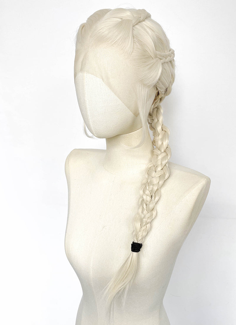 House of the Dragon Rhaenyra Targaryen Platinum Blonde Braided Lace Front Synthetic Wig LF2216