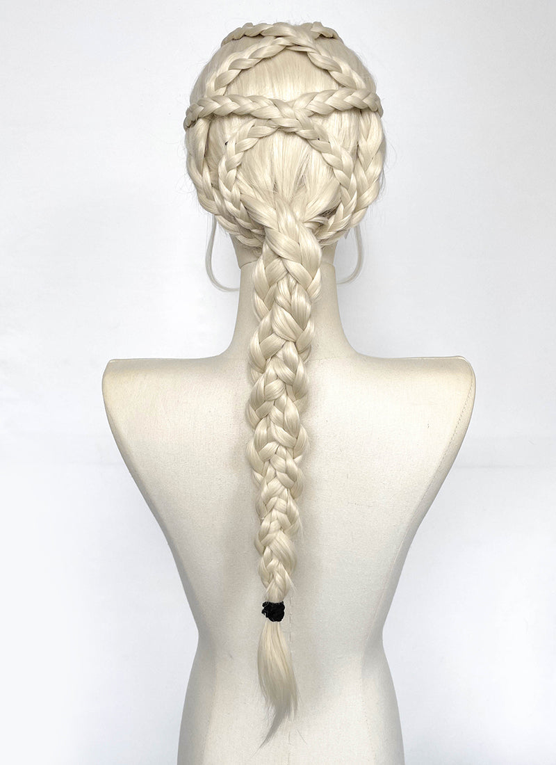 House of the Dragon Rhaenyra Targaryen Platinum Blonde Braided Lace Front Synthetic Wig LF2216