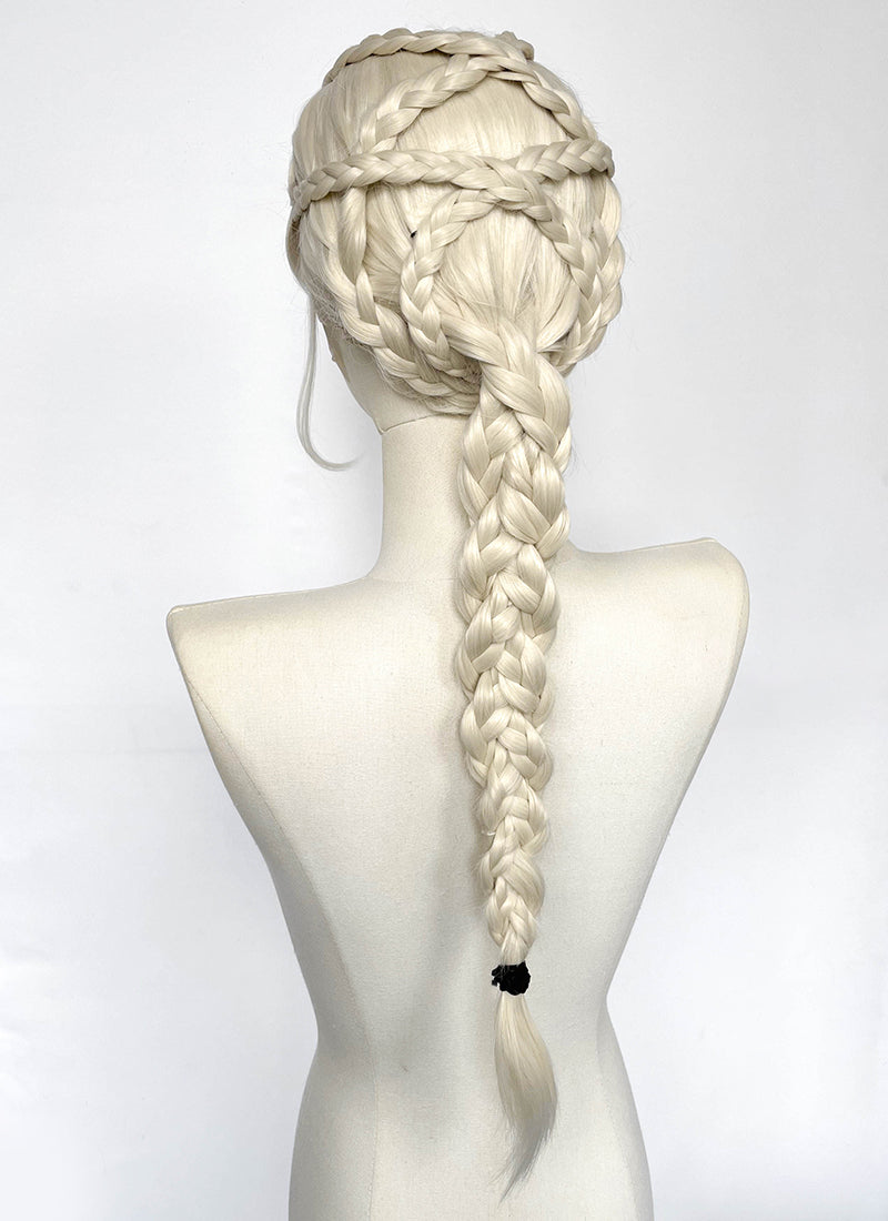 House of the Dragon Rhaenyra Targaryen Platinum Blonde Braided Lace Front Synthetic Wig LF2216