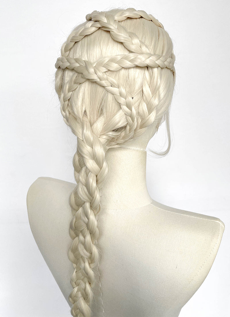 House of the Dragon Rhaenyra Targaryen Platinum Blonde Braided Lace Front Synthetic Wig LF2216
