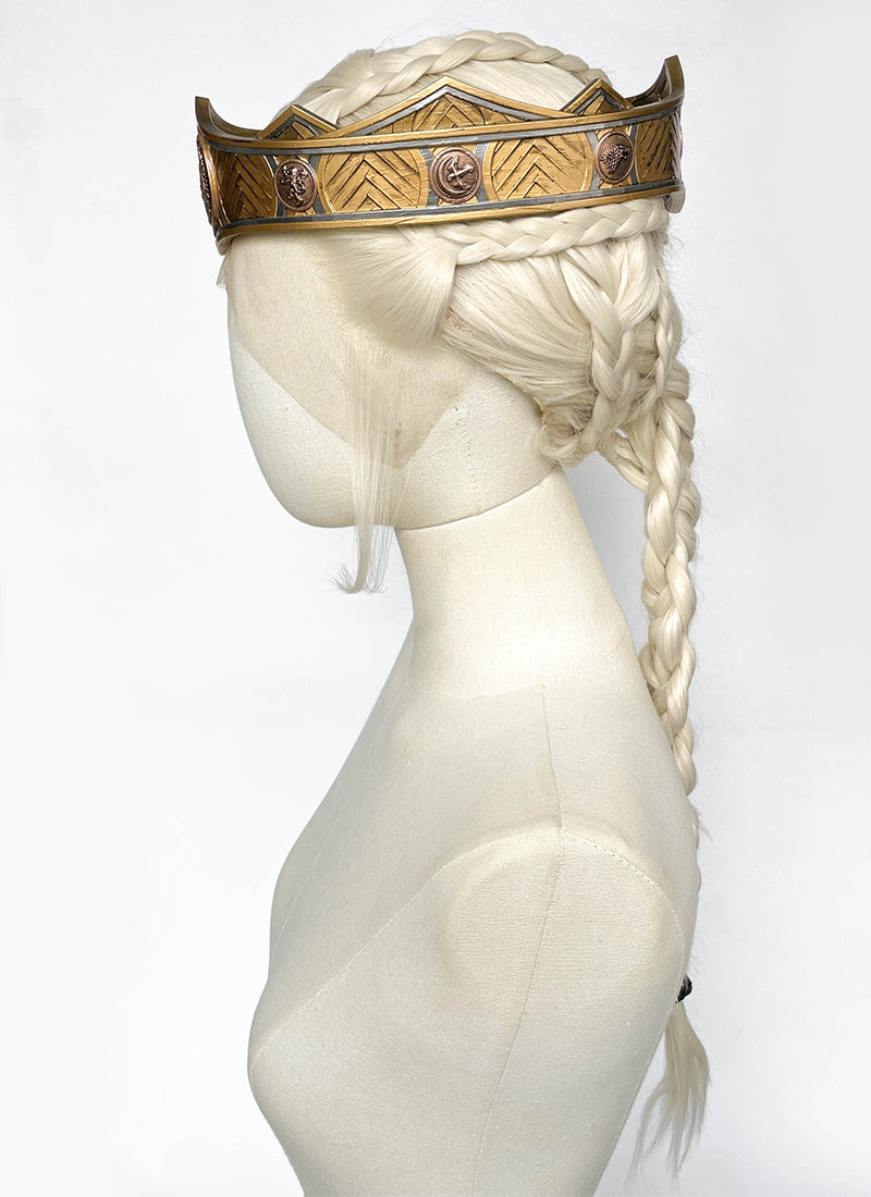 House of the Dragon Rhaenyra Targaryen Platinum Blonde Braided Lace Front Synthetic Wig LF2216