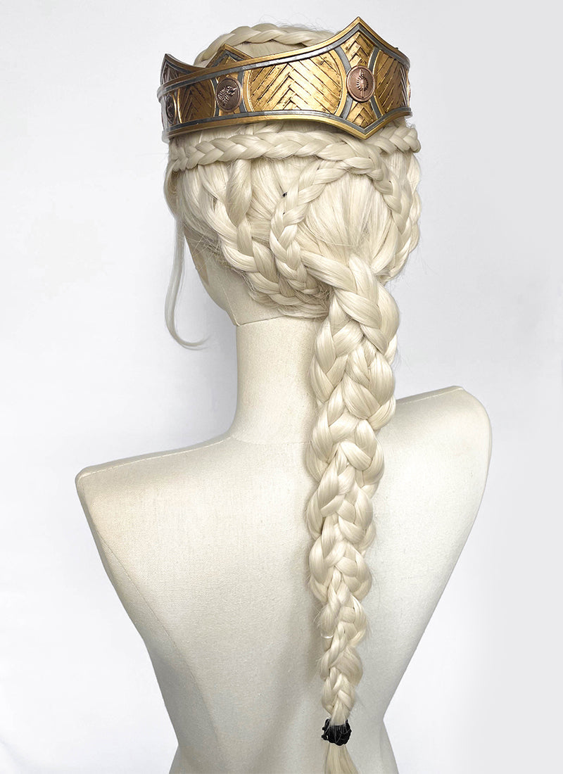 House of the Dragon Rhaenyra Targaryen Platinum Blonde Braided Lace Front Synthetic Wig LF2216
