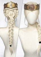 House of the Dragon Rhaenyra Targaryen Platinum Blonde Braided Lace Front Synthetic Wig LF2216