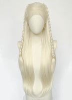 House of the Dragon Rhaenyra Targaryen Platinum Blonde Braided Lace Front Synthetic Wig LF2221