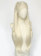 House of the Dragon Rhaenyra Targaryen Platinum Blonde Braided Lace Front Synthetic Wig LF2221