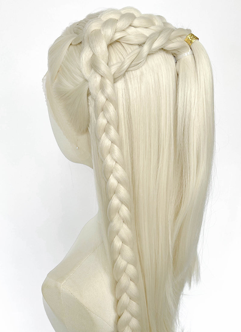 House of the Dragon Rhaenyra Targaryen Platinum Blonde Braided Lace Front Synthetic Wig LF2221