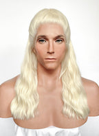 House Of Dragon Daemon Targaryen Platinum Blonde Braided Lace Front Synthetic Men's Wig LF2225