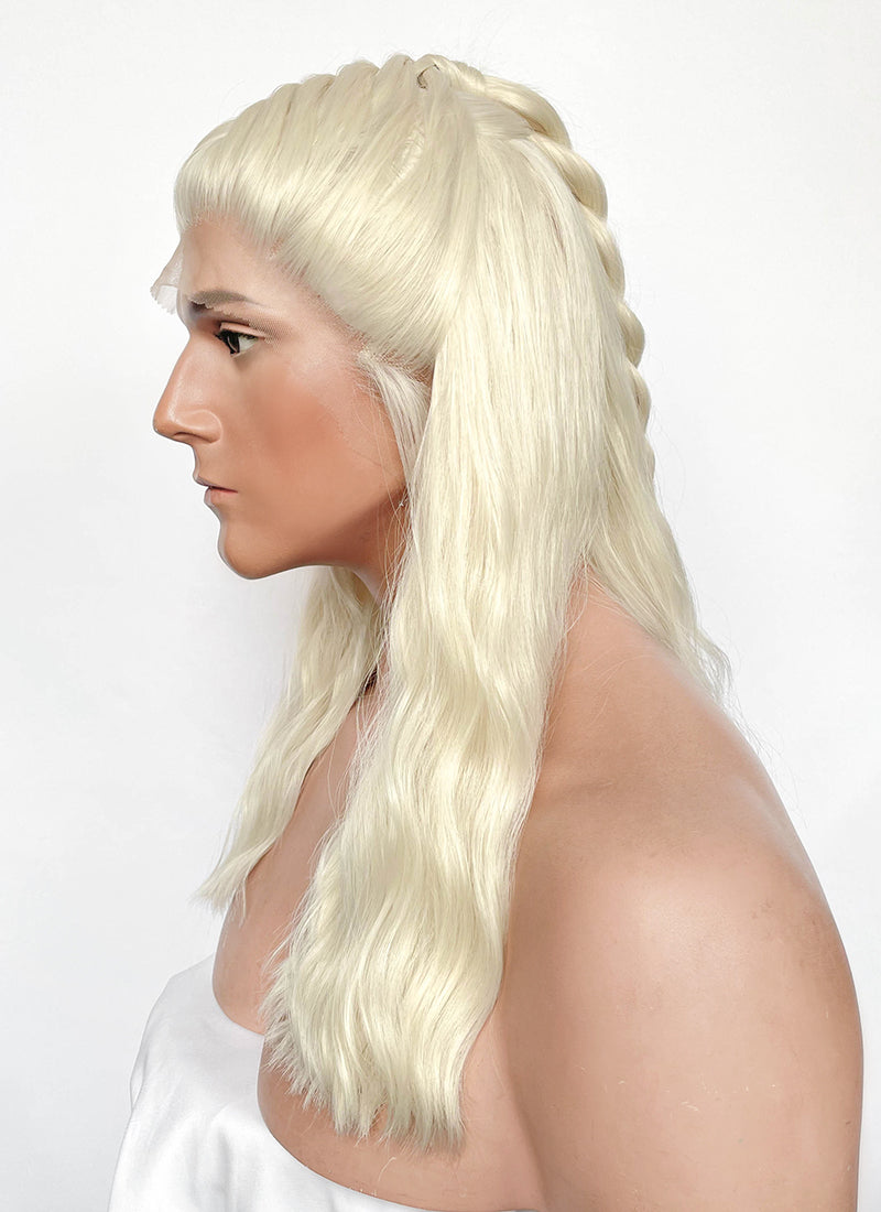 House Of Dragon Daemon Targaryen Platinum Blonde Braided Lace Front Synthetic Men's Wig LF2225