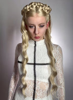 Lady Gaga Abracadabra Ash Blonde Braided Lace Front Synthetic Wig LF2510
