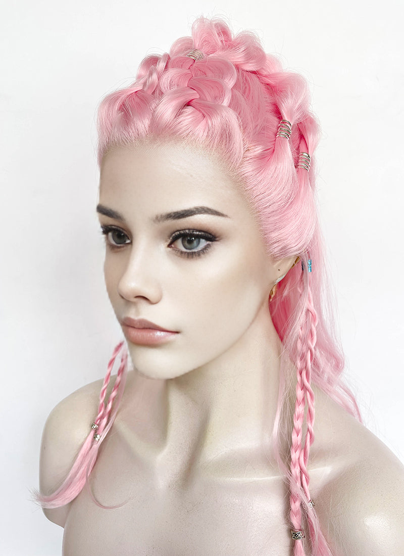 Pastel Pink Braided Lace Front Synthetic Wig LF2511