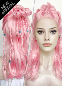 Pastel Pink Braided Lace Front Synthetic Wig LF2511