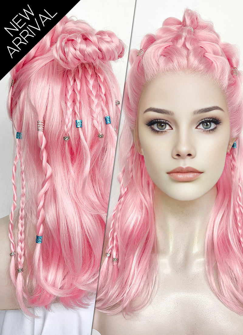 Pastel Pink Braided Lace Front Synthetic Wig LF2511