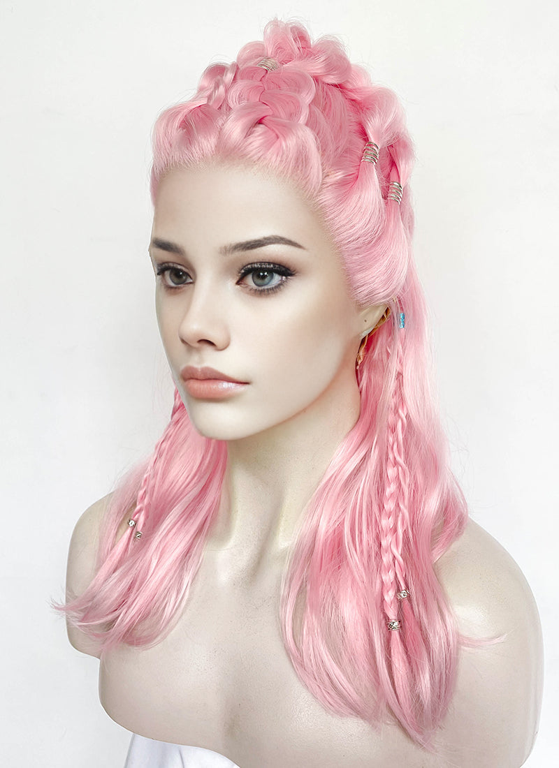 Pastel Pink Braided Lace Front Synthetic Wig LF2511