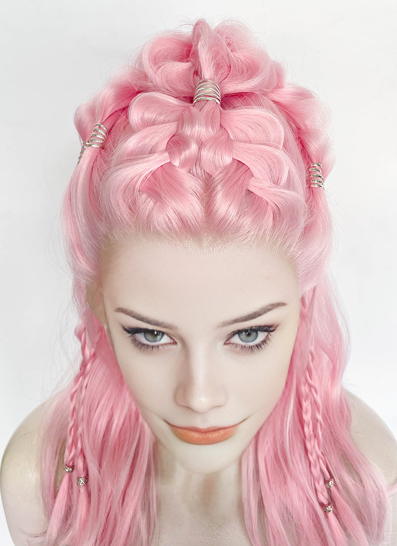 Pastel Pink Braided Lace Front Synthetic Wig LF2511