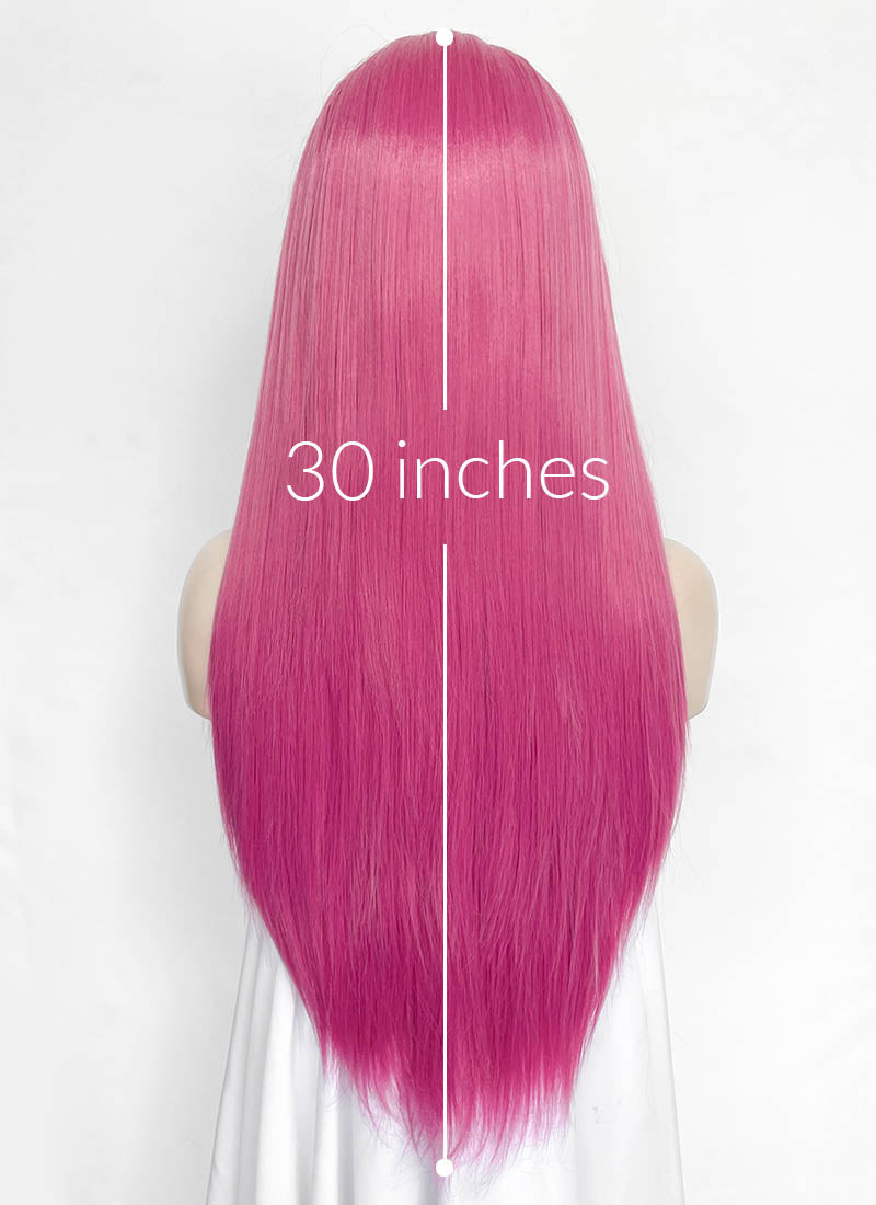 KPop Demon Hunters Mira Yaki Hot Pink Braided 13" x 6" Lace Top Synthetic Wig LF2513