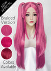 KPop Demon Hunters Mira Yaki Hot Pink Braided 13" x 6" Lace Top Synthetic Wig LF2513