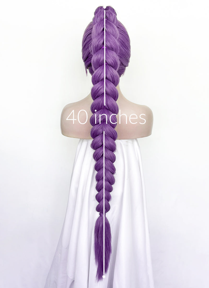 KPop Demon Hunters Rumi Pastel Purple Braided Lace Front Synthetic Wig LF2515