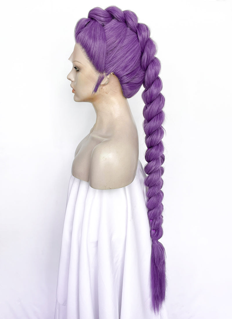 KPop Demon Hunters Rumi Pastel Purple Braided Lace Front Synthetic Wig LF2515