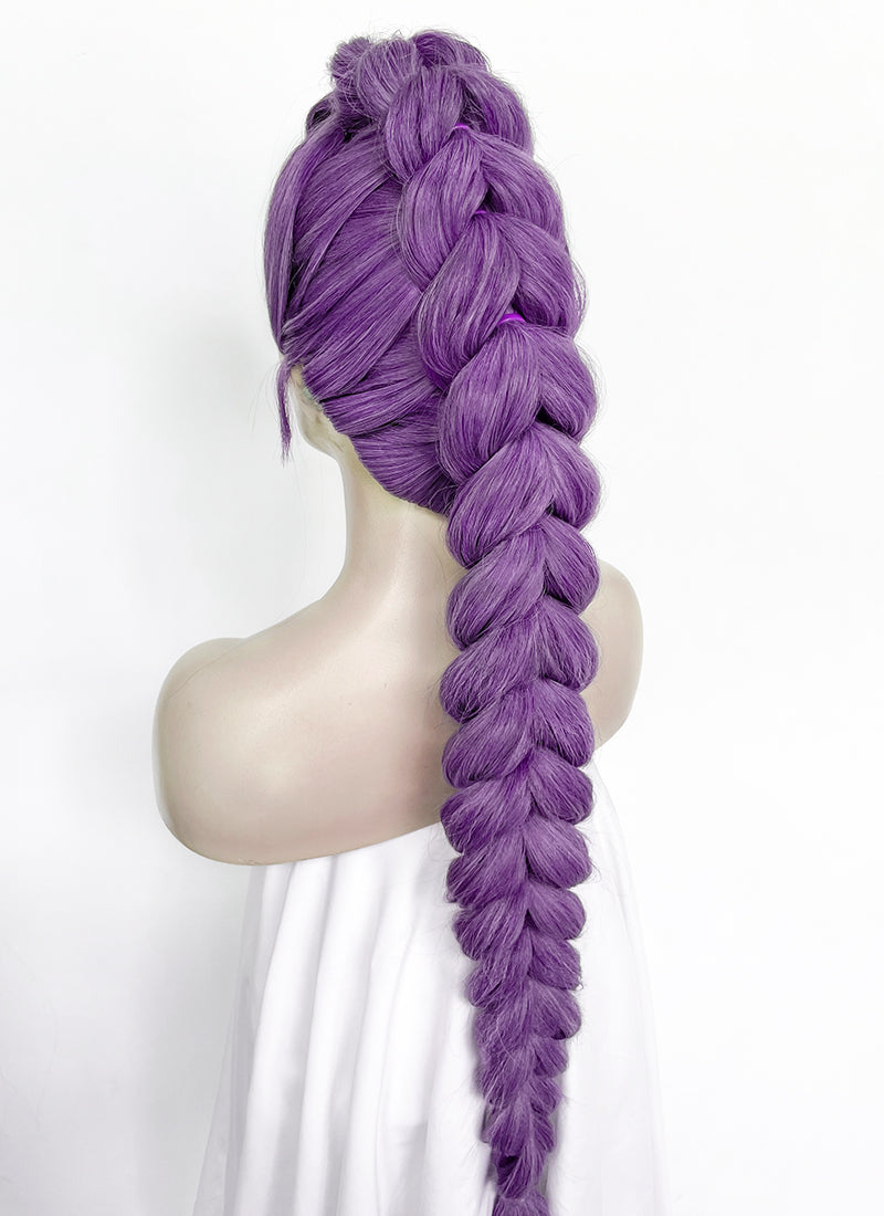 KPop Demon Hunters Rumi Pastel Purple Braided Lace Front Synthetic Wig LF2515