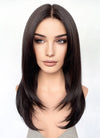 Dark Brown Curtain Bangs Straight Lace Front Synthetic Hair Wig LF3325