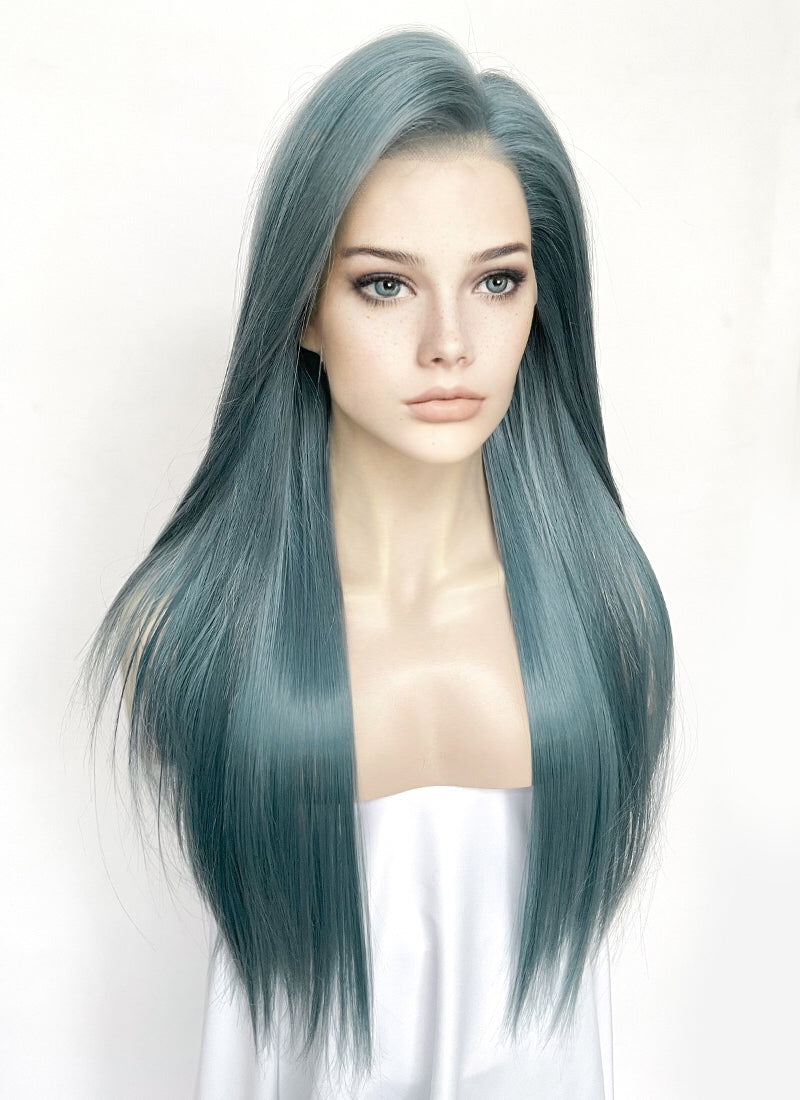 Ash Blue Straight Lace Front Kanekalon Synthetic Hair Wig LF3343