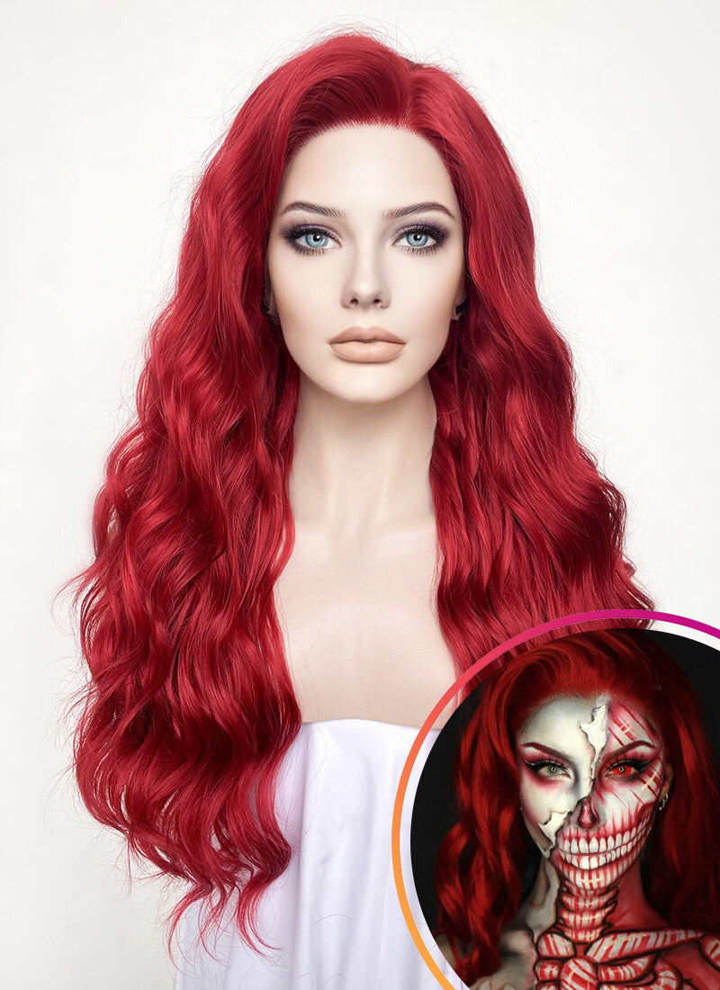 Wavy Red Lace Front Synthetic Wig LF355 - Wig Is Fashion Australia