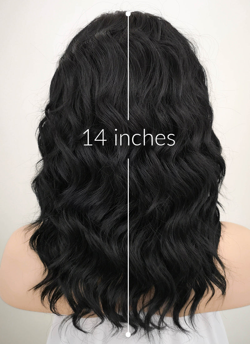 Black Wavy Lace Front Synthetic Wig LF406 - Wig Is Fashion Australia