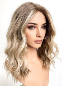 Balayage Blonde Highlights Money Piece Wavy Lace Front Kanekalon Synthetic Wig LF6001