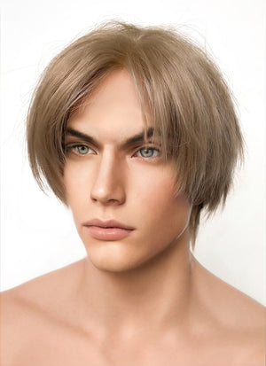 Resident Evil 4 Leon S. Kennedy Brunette Blonde Straight Lace Front Kanekalon Synthetic Men's Wig LF6009