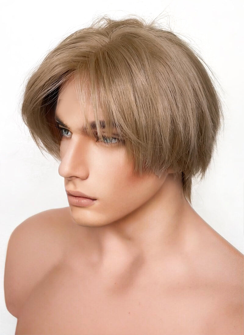 Resident Evil 4 Leon S. Kennedy Brunette Blonde Straight Lace Front Kanekalon Synthetic Men's Wig LF6009