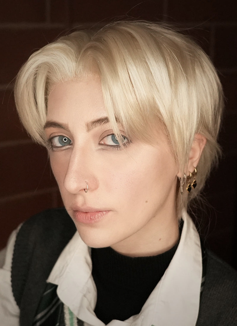 Light Ash Blonde Straight Lace Front Synthetic Men's Wig LF6020