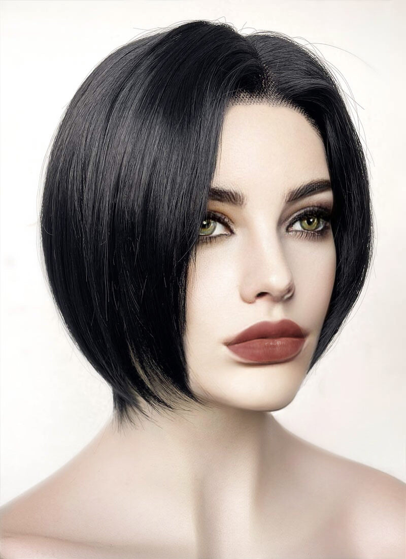 Nana Jet Black Straight Bob Lace Front Synthetic Wig LF6040