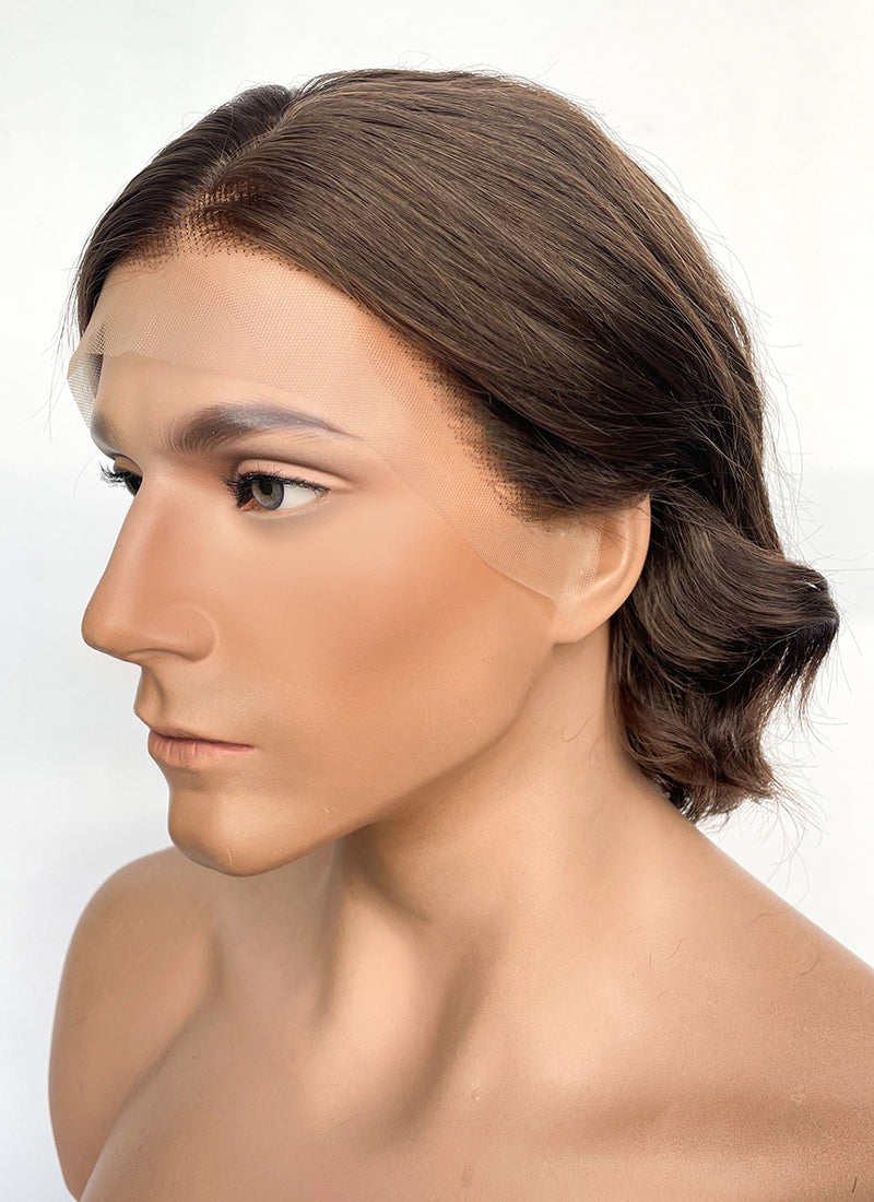 Brunette Wavy Lace Front Synthetic Men's Wig NM023