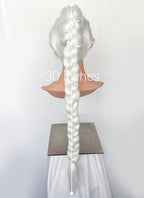 Baldur's Gate 3 Shadowheart White Yaki Straight Lace Front Synthetic Wig With Ponytail Extension LF6048