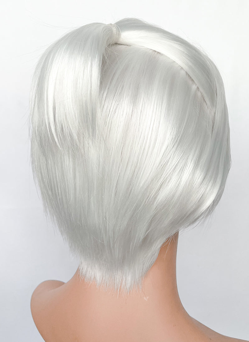 Baldur's Gate 3 Shadowheart White Yaki Straight Lace Front Synthetic Wig With Ponytail Extension LF6048