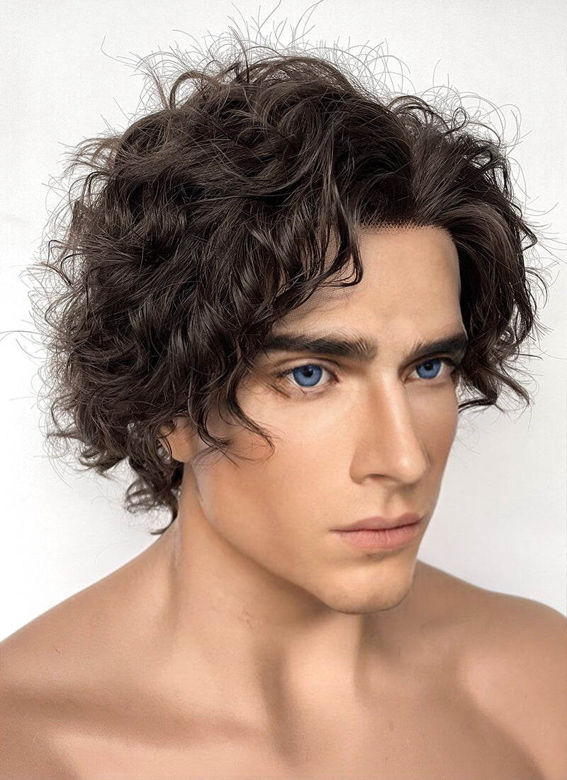 Dune 2 Paul Atreides Brunette Curly Lace Front Synthetic Men's Wig LF6053