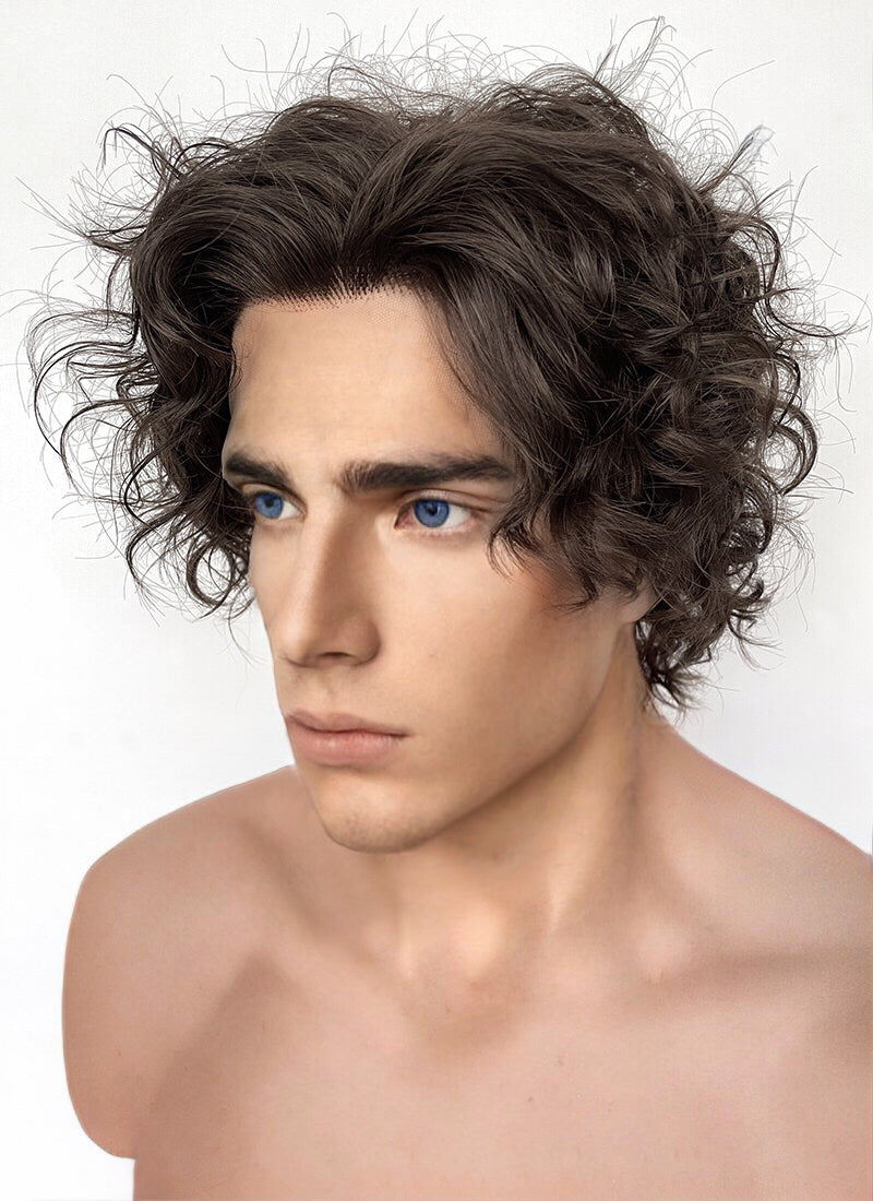 Dune 2 Paul Atreides Brunette Curly Lace Front Synthetic Men's Wig LF6053