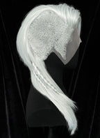 Silver Grey Straight Braided Lace Front Synthetic Wig With Shaved Side LF6058A