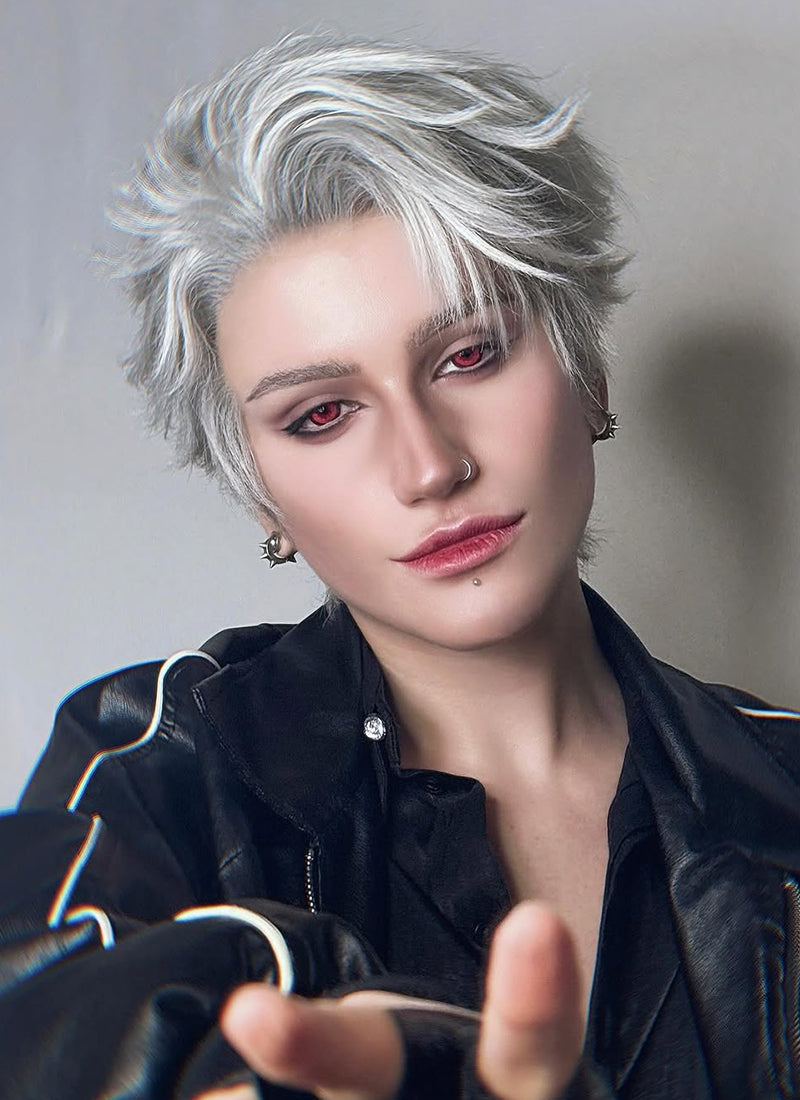 Love and Deepspace Sylus Straight Silver Grey Lace Front Synthetic Men's Wig LF6083