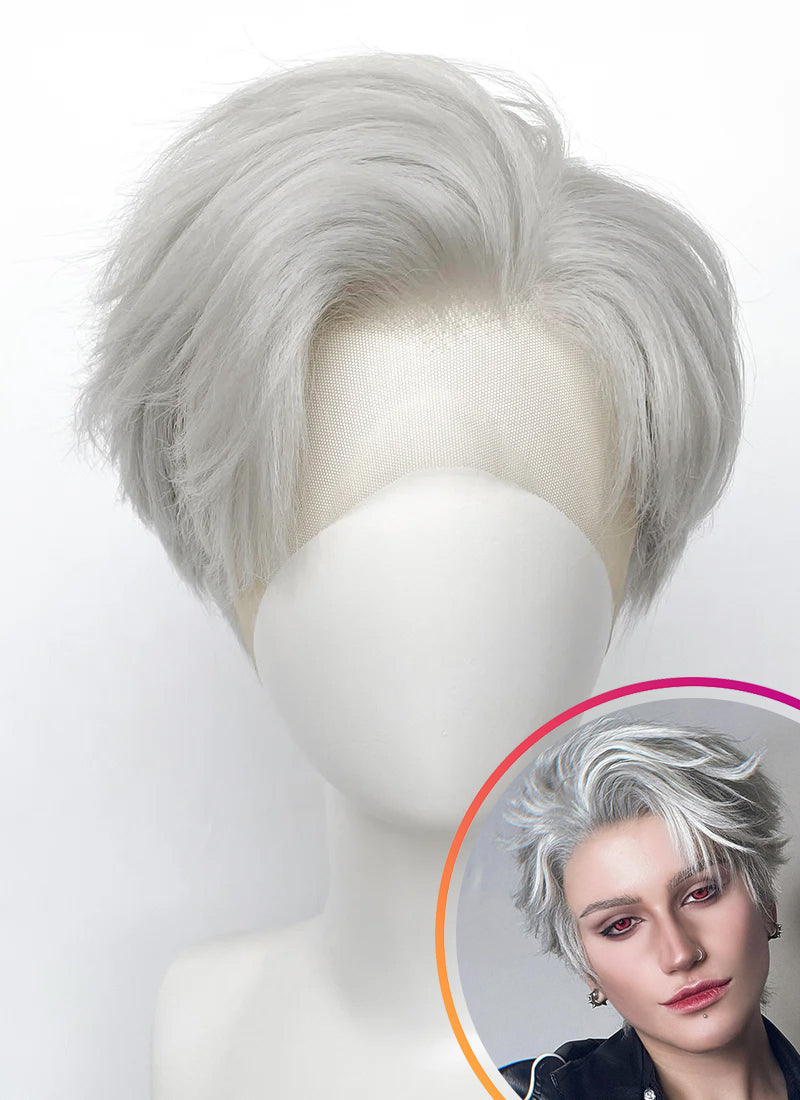 Love and Deepspace Sylus Straight Silver Grey Lace Front Synthetic Men's Wig LF6083