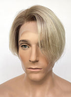 Straight Blonde With Brown Roots 13" x 6" Lace Top Kanekalon Synthetic Men's Wig NM024