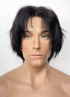 Natural Black Wavy Lace Front Synthetic Men's Wig NM025